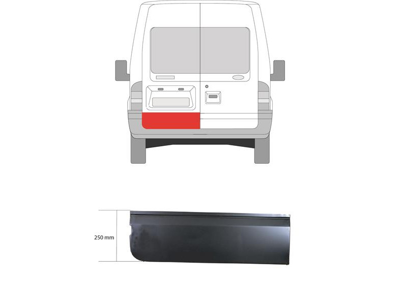 Ремчастина задньої лівої двері Ford Transit 00-13 нижня 25 см