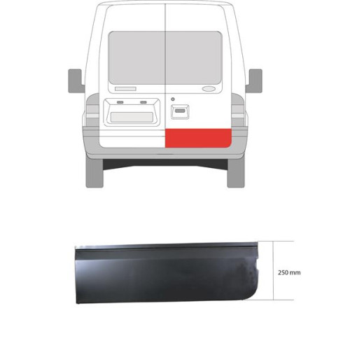 Ремчастина задньої правої двері Ford Transit 2000-2013 нижня 25 см