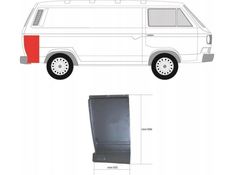 Ремчастина задньої панелі стійки права VW Transporter T3 Klokkerholm 9557701