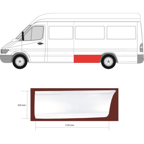 Арка задня перед колесом ліва Mercedes Sprinter W901-W903, VW LT 2 довга база (P)