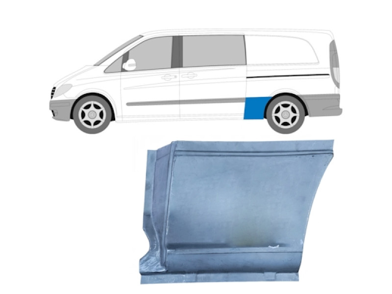 Ремчастина заднього крила ліва Mercedes Vito W639 03-14 (PL) довга база, перед колесом