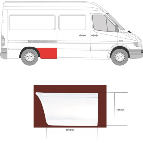 Арка задня перед колесом права Mercedes Sprinter W901-W903, VW LT 2 середня база Klokkerholm