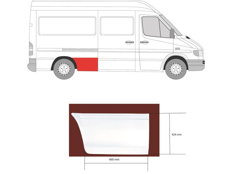 Арка задня перед колесом права Mercedes Sprinter W901-W903, VW LT 2 середня база (Klokkerholm)