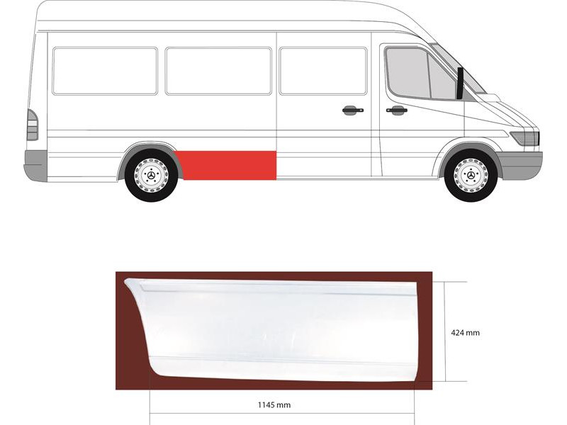 Арка задня перед колесом права Mercedes Sprinter W901-W903, VW LT 2 довга база (P)