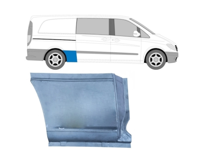 Ремчастина заднього крила права Mercedes Vito W639 03-14 (PL) довга база, перед колесом