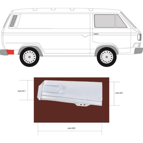 Ремчастина заднього кута права нижня VW Transporter T3 Klokkerholm