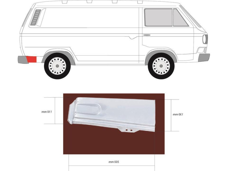 Ремчастина заднього кута права нижня VW Transporter T3 (Klokkerholm)