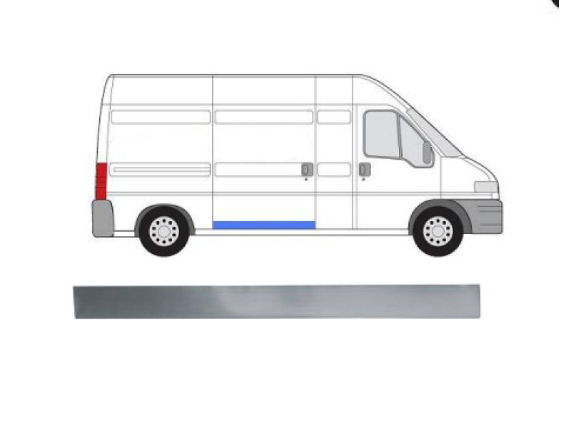 Ремчастина зсувних дверей права Fiat Ducato, Citroen Jumper, Peugeot Boxer 94-06 нижня - висота 12 см