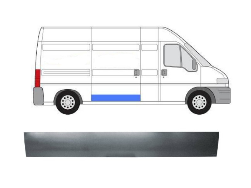 Ремчастина зсувних дверей права Fiat Ducato, Citroen Jumper, Peugeot Boxer 94-06 нижня - висота 20 см