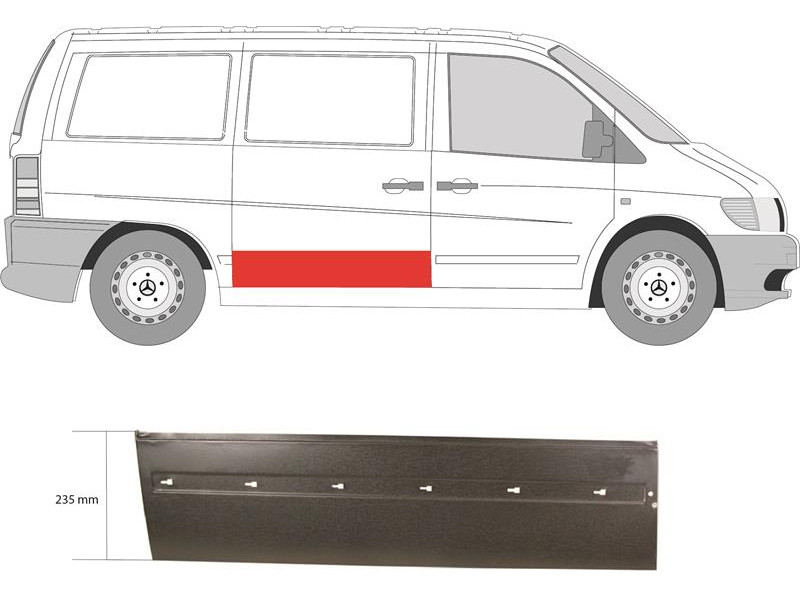 Ремчастина зсувних дверей права Mercedes Vito W638 (Klokkerholm) висота 22 см