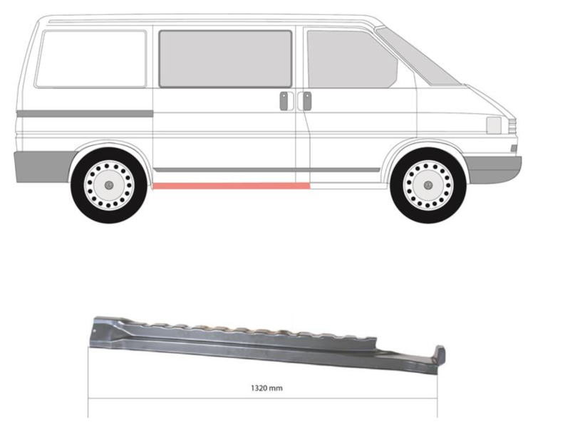 Направляюча бічної двері права нижня VW Transporter T4 90-03 (Klokkerholm)