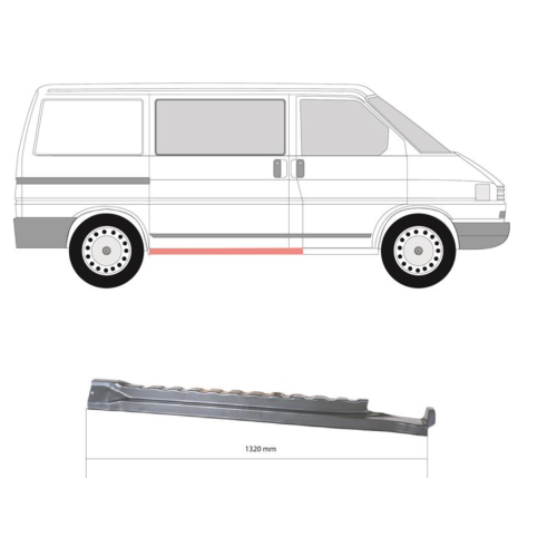 Ремчатина сходинки під бокову дверку права VW Transporter T4 1990-2003 Klokkerholm