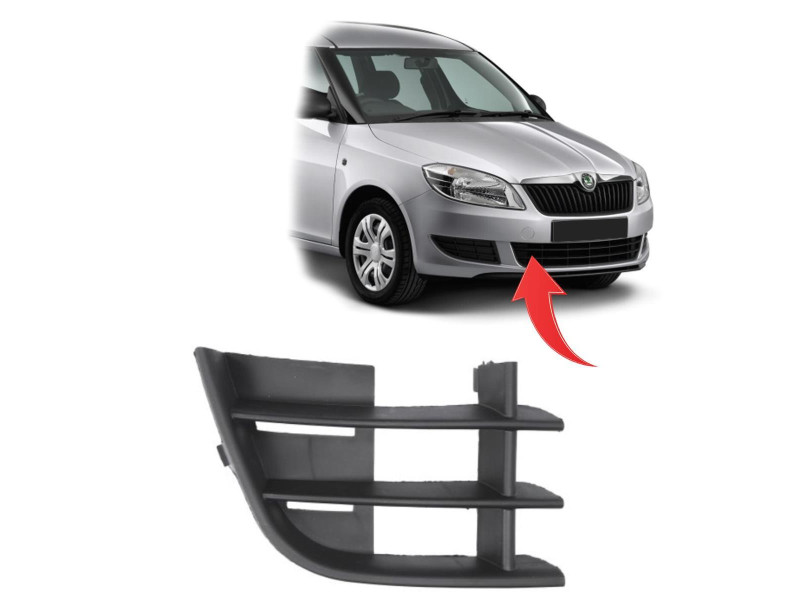 Решітка переднього бампера права мала Skoda Fabia 2, Roomster 2010-2014 FPS 5J0853666A