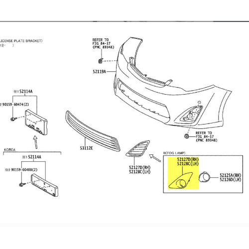 Решітка переднього бампера права Toyota Camry XV50 LE 2011-2014 USA хром FPS 5212706310
