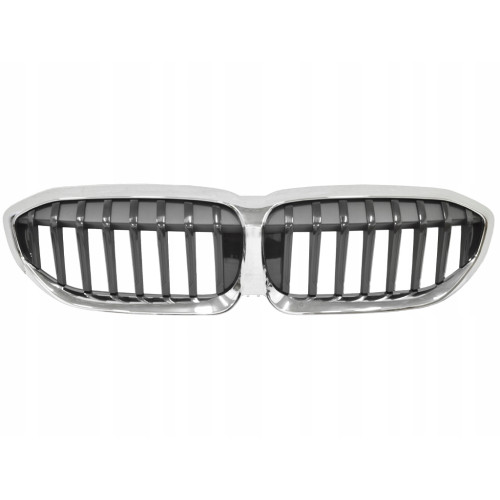 Решітка радіатора BMW 3 G20/G21 19- (Тайвань) без отв. під камеру, чорний глянець, хром рамка 51138075665