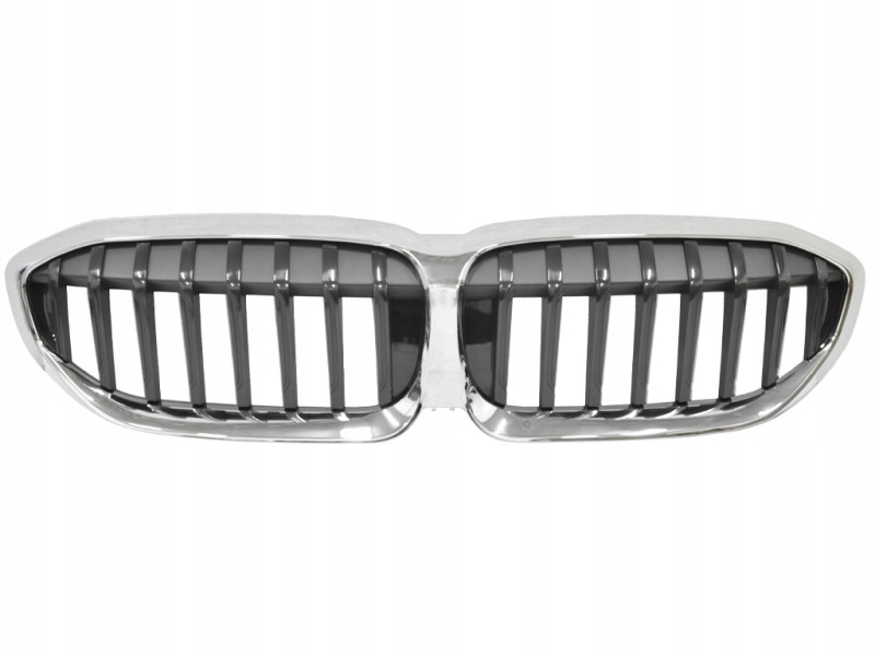 Решітка радіатора BMW 3 G20 / G21 19- (Тайвань) без отв. під камеру, чорний глянець, хром рамка 51138075665