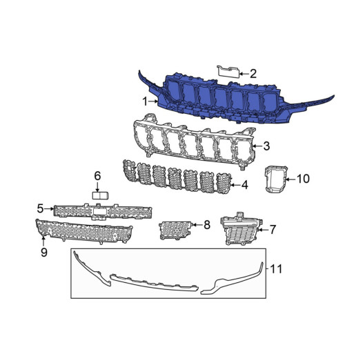 Решітка радіатора Grand Cherokee 5 (WL) 2021- FPS 7CV95TZZAE, 7CV95DX8AE