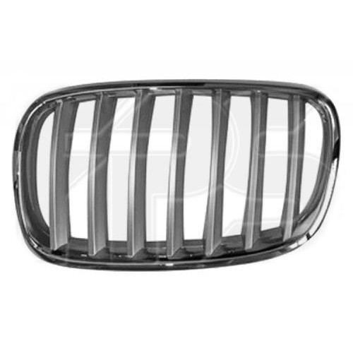 Решітка радіатора ліва BMW X5 E70 2010-2013 (Тайвань) хром / сірий металік