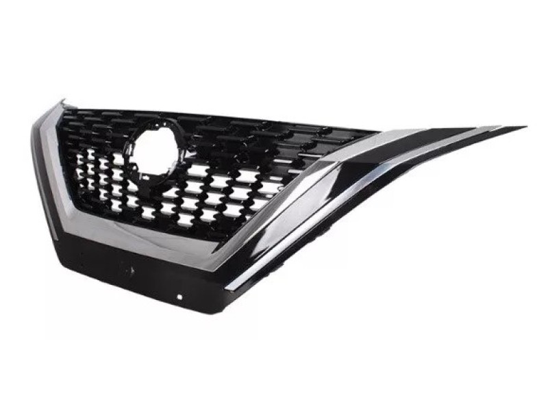 Решітка радіатора Nissan Qashqai F12 2021- (Тайвань) чорний глянець, хром. молд., без отв. під камеру 623106UA1A