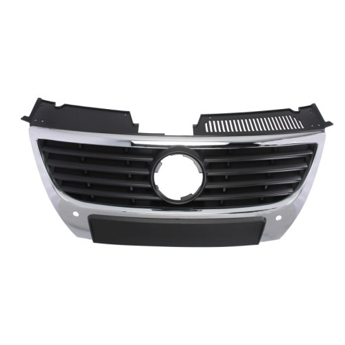 Решітка радіатора VW Passat B6 2005-2010 хром рамка, чорні ребра, з отв. п/т (Signeda) 3C0853651AFPW