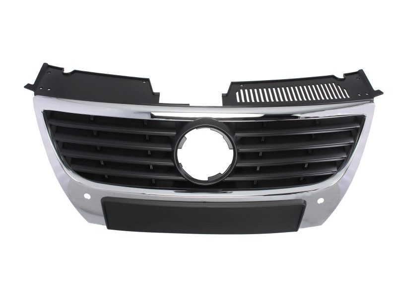 Решітка радіатора VW Passat B6 05-10 хром рамка, чорні ребра, з отв. п/т (Signeda) 3C0853651AFPW