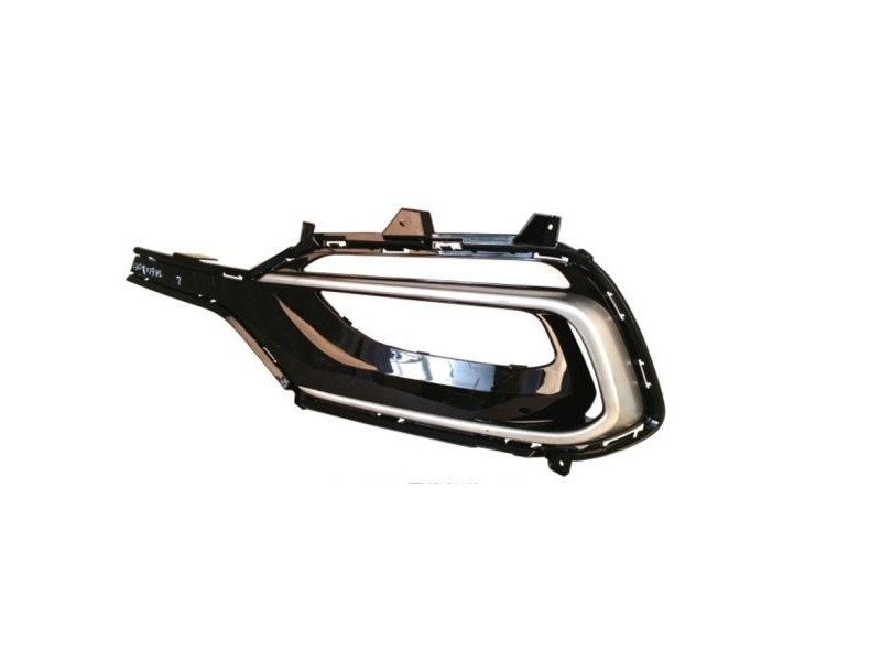 Решітка переднього бампера ліва Hyundai Santa Fe 3 16-18 (Тайвань) з отвором, чорний глянець 865614Z520