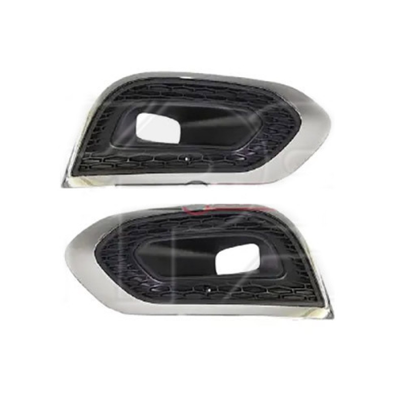 Решітки переднього бампера ліва та права Renault Kadjar 18-22 (Тайвань) чорні з хром. молд., з отв. під ПТФ