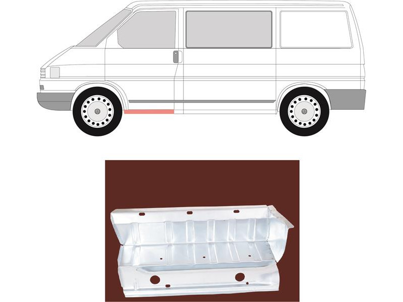 Сходинка передня ліва VW Transporter T4 90-03 з внурішнім порогом (Klokkerholm) 