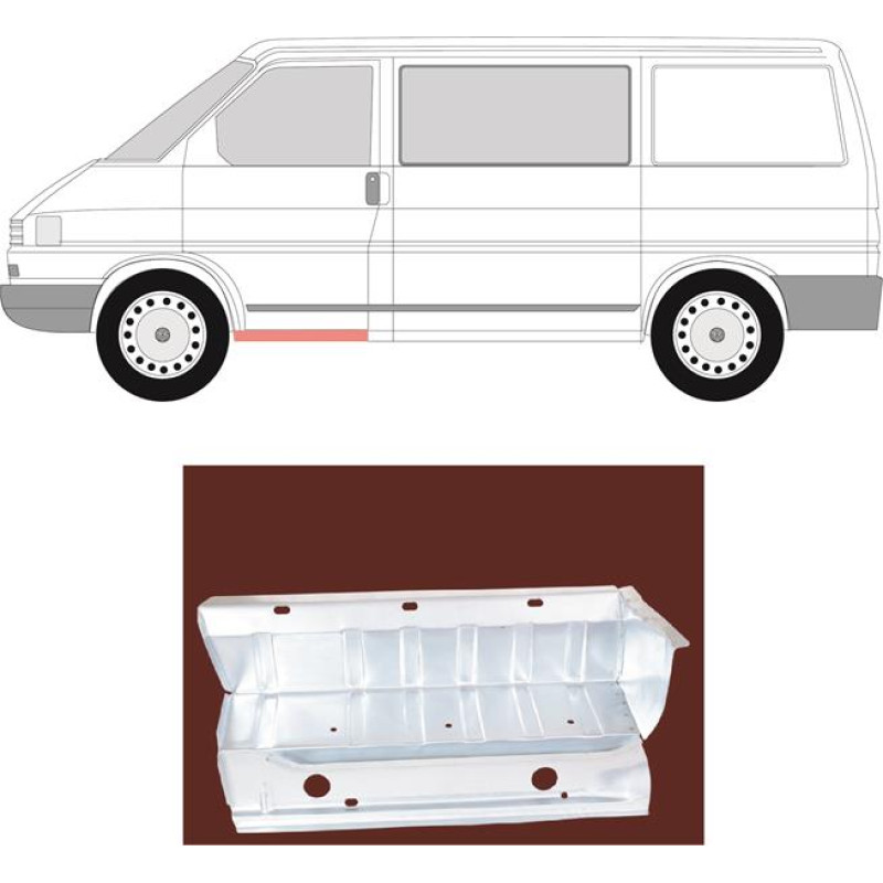 Сходинка передня ліва VW Transporter T4 90-03 з внурішнім порогом (Klokkerholm) 