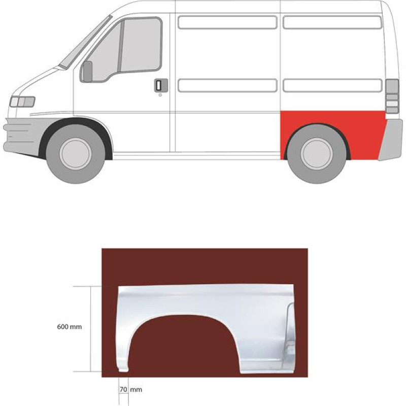 Задня aрка ліва Citroen Jumper, Fiat Ducato, Peugeot Boxer 94-06 коротка база (KH)