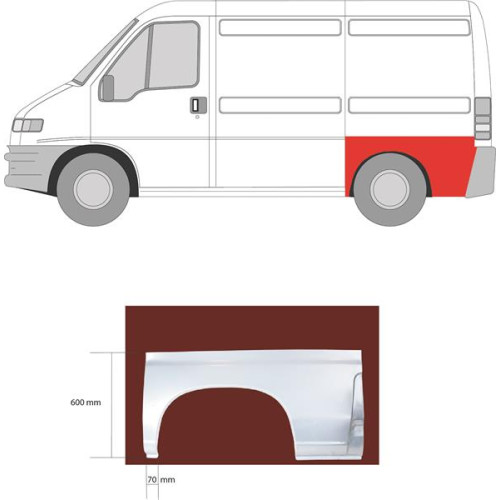 Задня aрка ліва Citroen Jumper, Fiat Ducato, Peugeot Boxer 1994-2006 коротка база (KK)