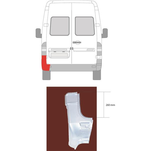 Задня стійка нижня ліва Mercedes Sprinter W901-W903 1995-2006 Klokkerholm
