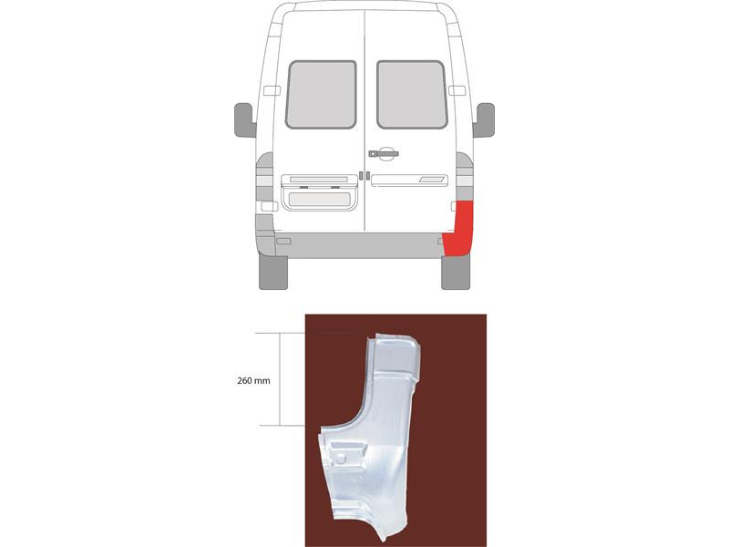 Задня стійка нижня права Mercedes Sprinter W901-W903 1995-2006 Polcar