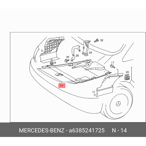 Захист двигуна правий Mercedes Vito W638 1996-2003 Elit 6385241425