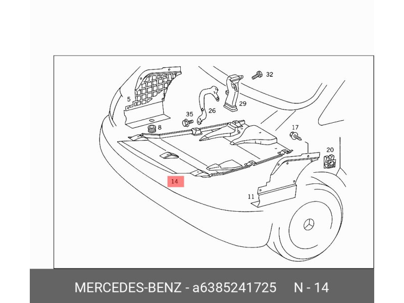 Захист двигуна правий Mercedes Vito W638 1996-2003 Elit 6385241425
