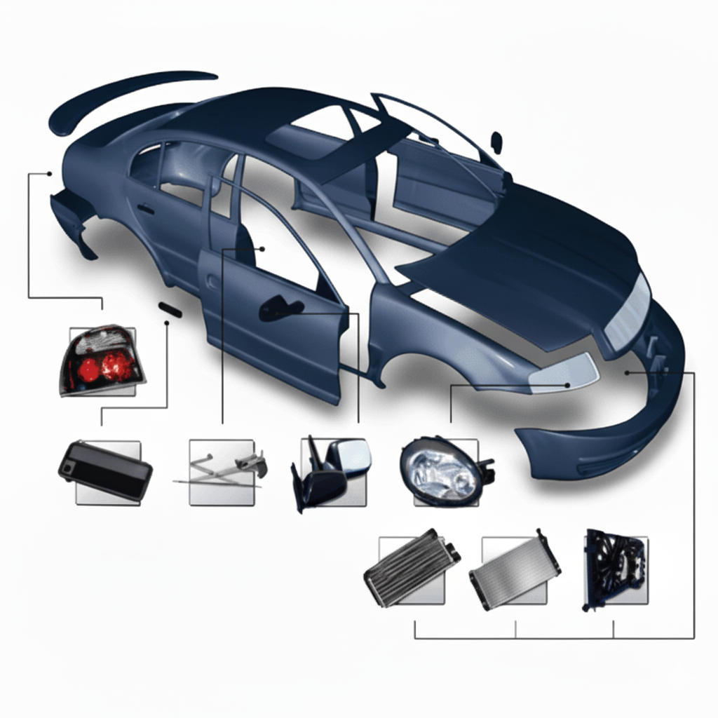 Набір кузовних деталей: бампер, капот, крило, підкрилок — після ДТП